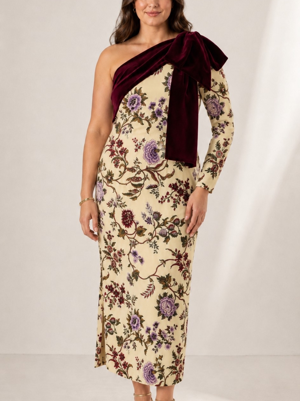 Tuckernuck Chantilly Vine Jodie Dress Women’s Large Floral Velvet Bow Dramatic
